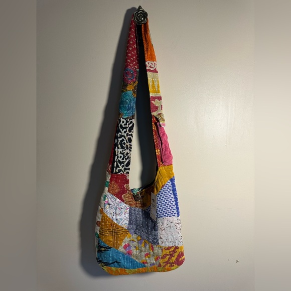 NWT Handmade Patchwork Kantha Tote Bag – Boho Vintage Quilt Bag - Picture 1 of 9